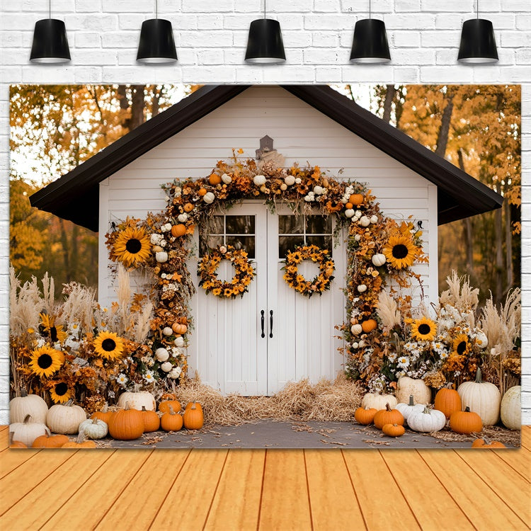 Toile de fond Automne Cottage Récolte Tournesols GQ57-96