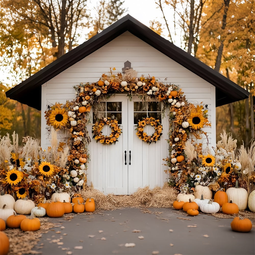 Toile de fond Automne Cottage Récolte Tournesols GQ57-96
