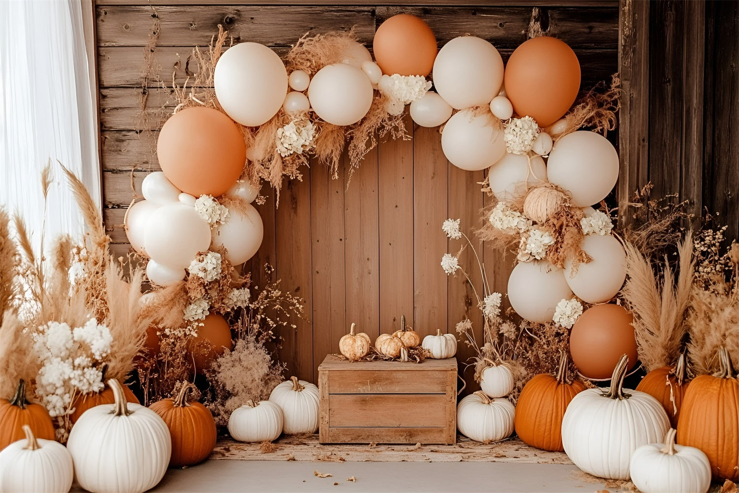 Toile de fond Photo Automne Arche Ballons Citrouille Bohème GQ57-99