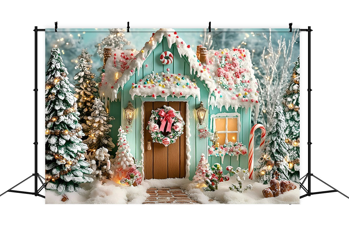 Toile de fond Noël Cabane Pain d’Épices Givrée GQ58-10
