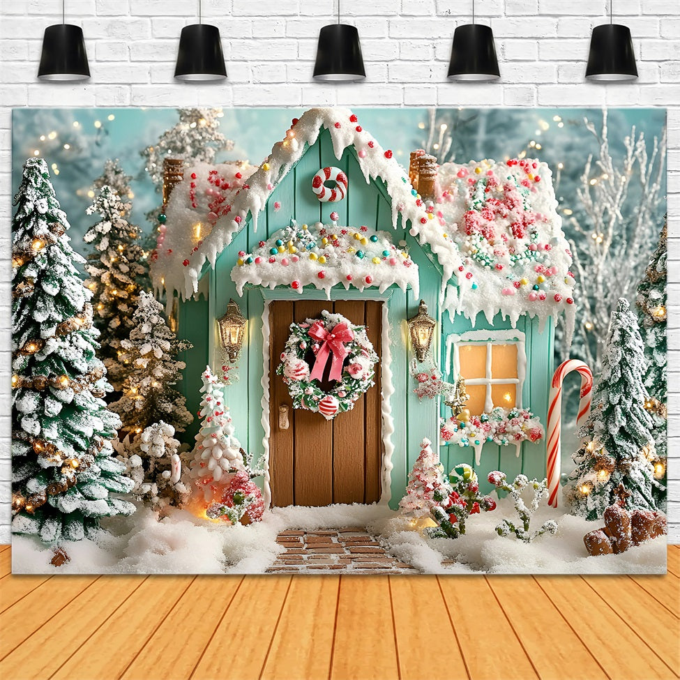 Toile de fond Noël Cabane Pain d’Épices Givrée GQ58-10