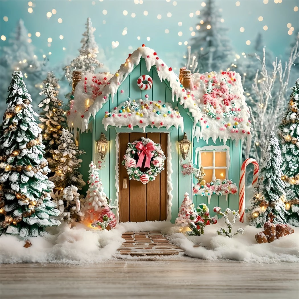 Toile de fond Noël Cabane Pain d’Épices Givrée GQ58-10