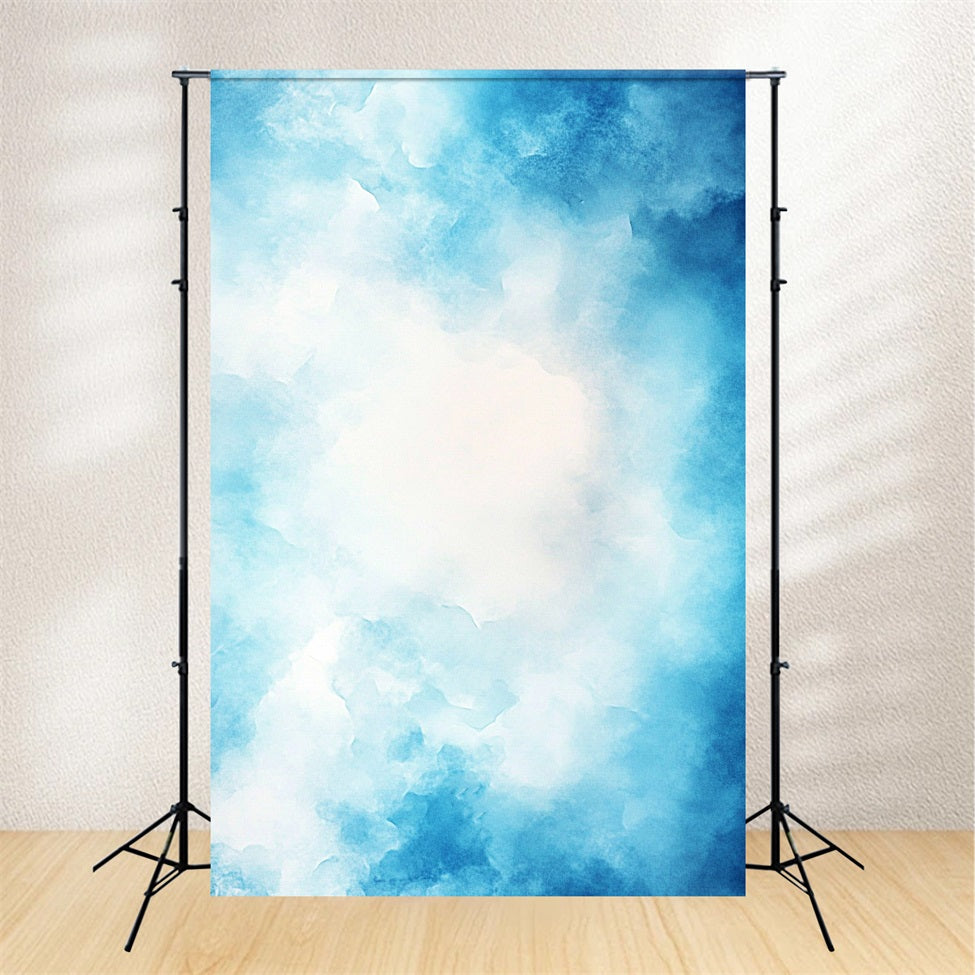 Fond Pour Photo Portrait Texture Nuage Aquarelle Bleu Douce GQ58-100