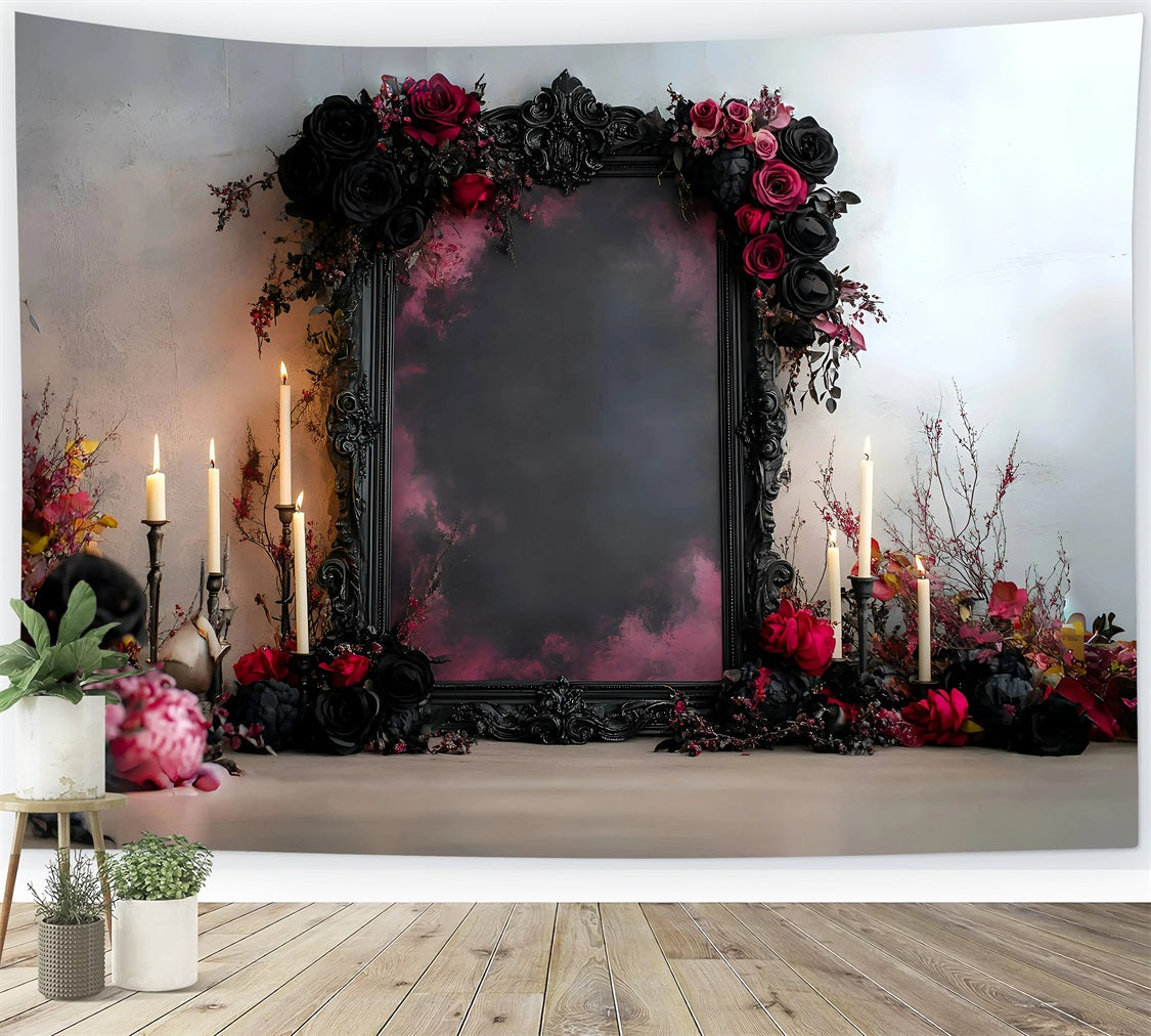 Fond Photo Vintage Cadre Bougie Rose Rouge Noire Romantique GQ58-112