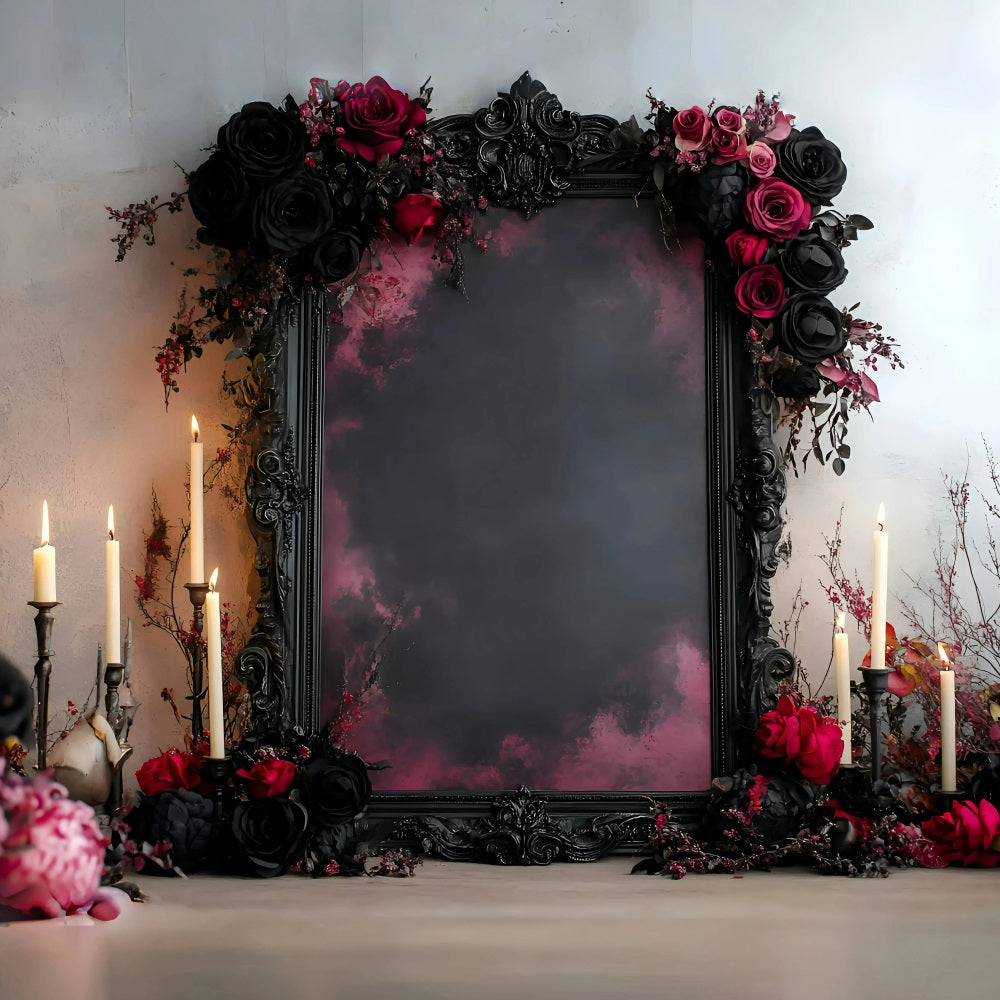 Fond Photo Vintage Cadre Bougie Rose Rouge Noire Romantique GQ58-112