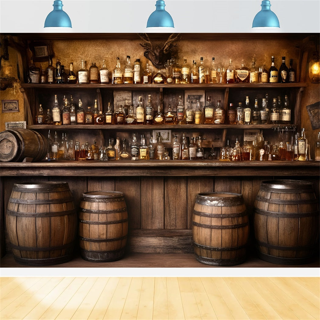 Toile de fond Photo Vintage Bar Whisky Western Ancien Présentoir GQ58-124