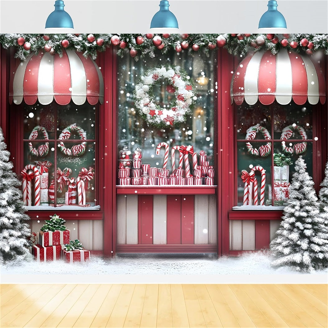 Toile de fond Noël Vitrine Rouge Sucre d’Orge GQ58-14