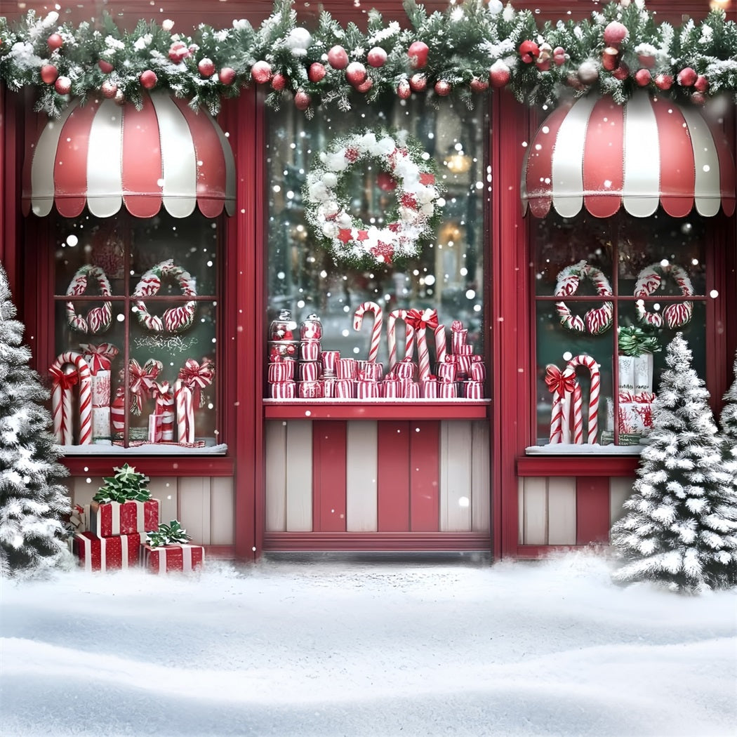 Toile de fond Noël Vitrine Rouge Sucre d’Orge GQ58-14