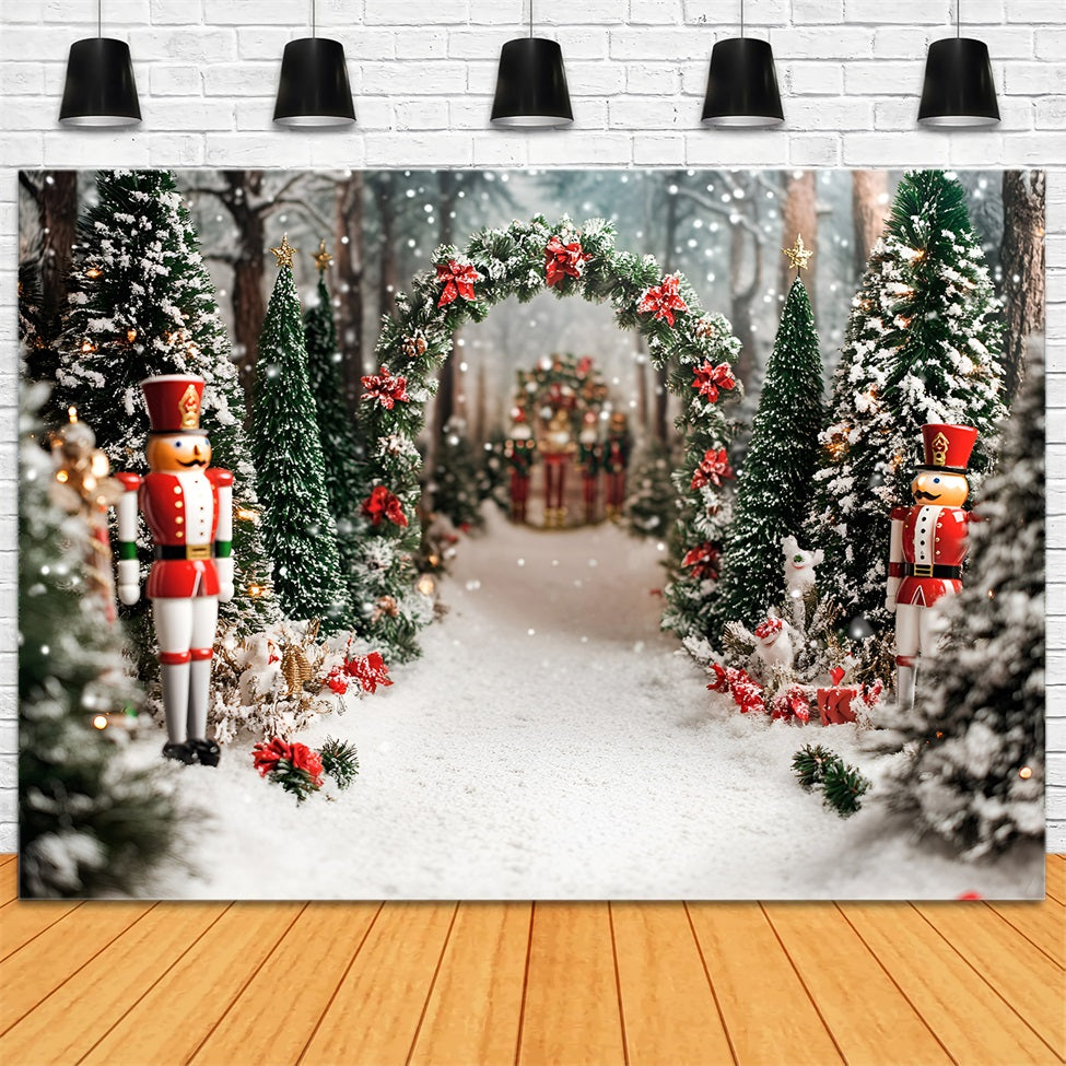 Toile de fond Noël Nœud Rouge Velours et Bosquet de Cèdres GQ58-21