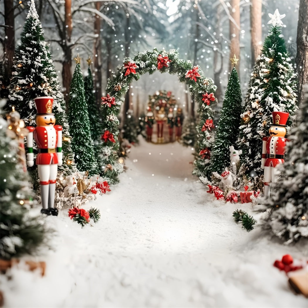 Toile de fond Noël Nœud Rouge Velours et Bosquet de Cèdres GQ58-21