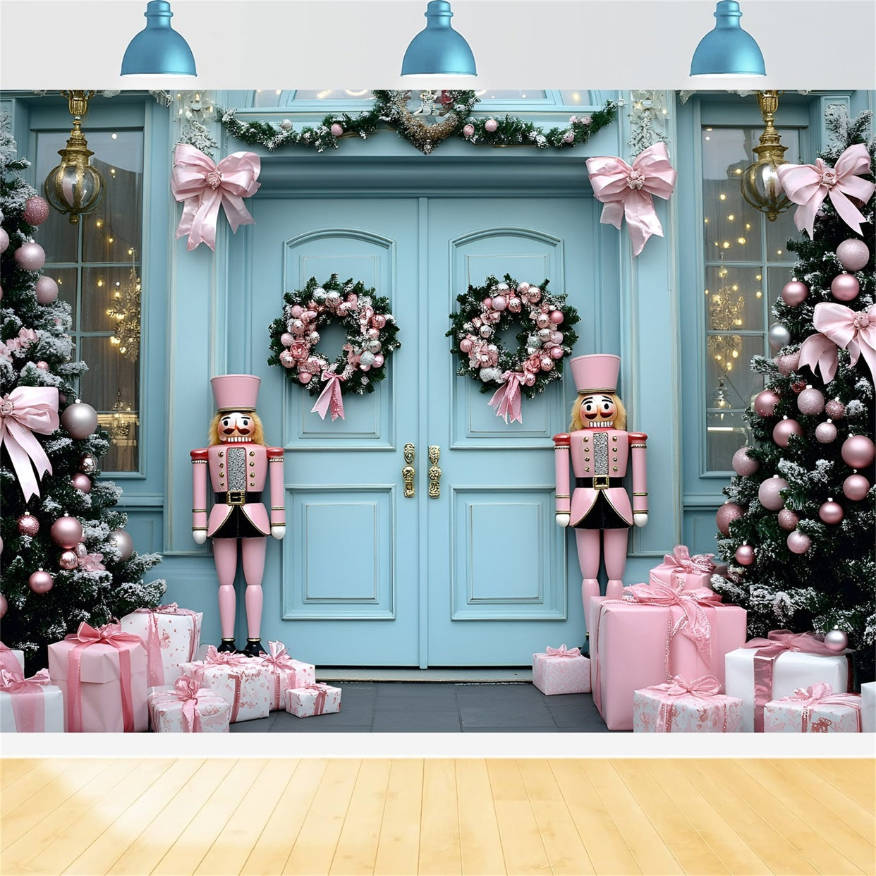 Toile de fond photo Noël Soldats Casse-Noisette Roses GQ58-24