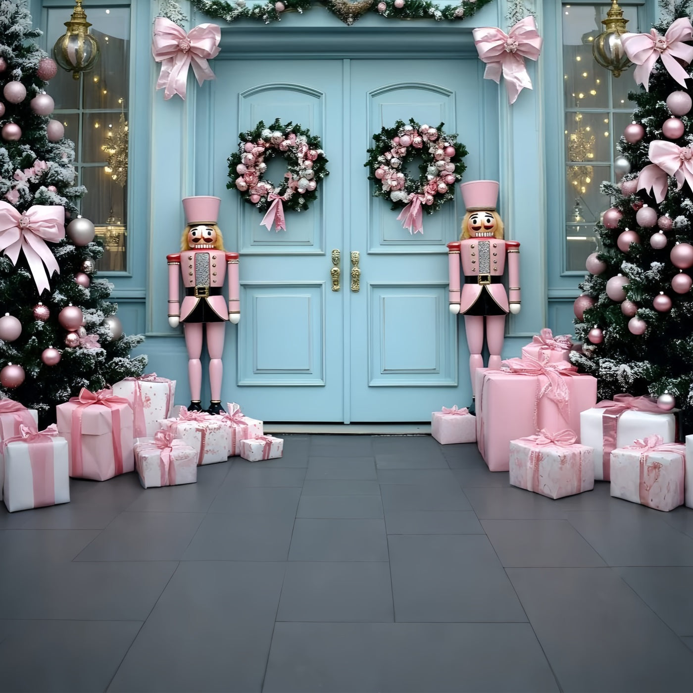 Toile de fond photo Noël Soldats Casse-Noisette Roses GQ58-24