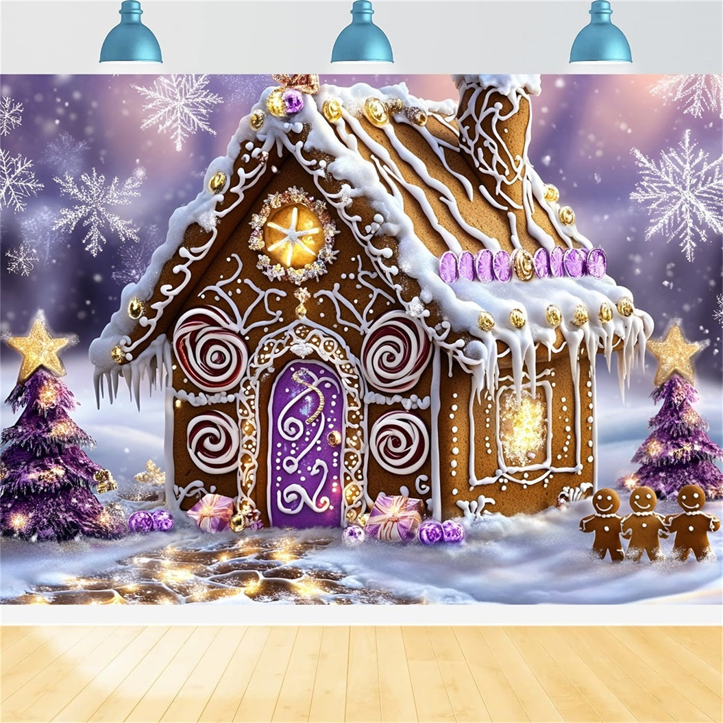 Toile de fond Noël Chalet Bonbon Violette Merveilleux 10x10 GQ58-34