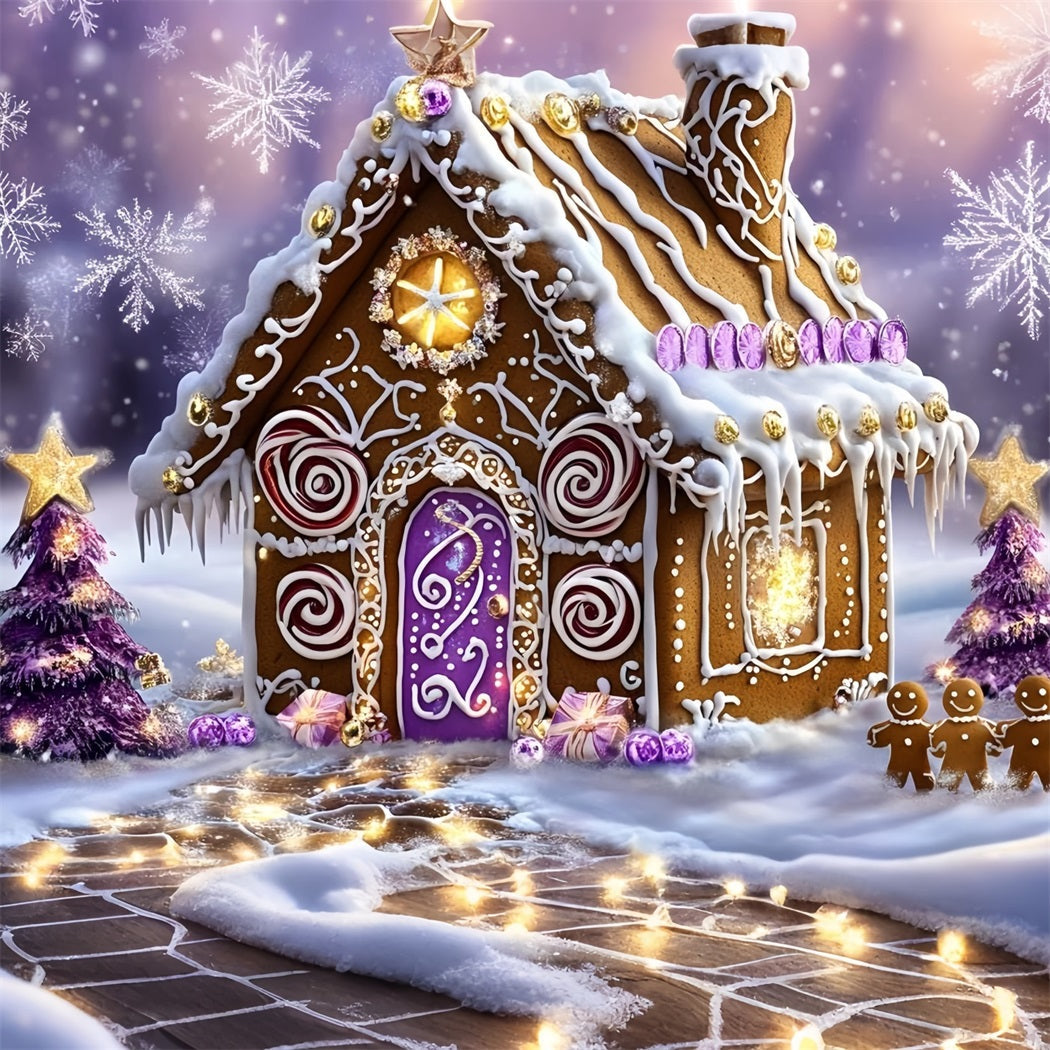 Toile de fond Noël Chalet Bonbon Violette Merveilleux 10x10 GQ58-34