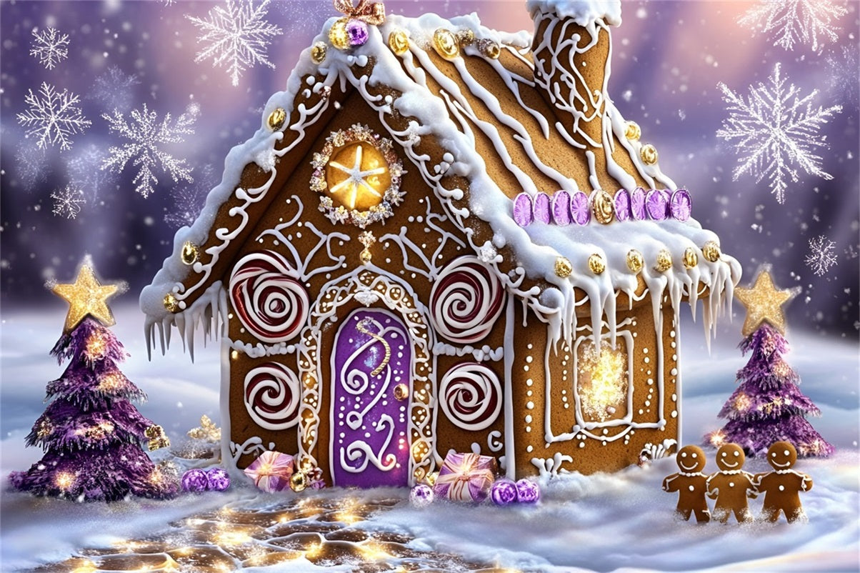 Toile de fond Noël Chalet Bonbon Violette Merveilleux 10x10 GQ58-34