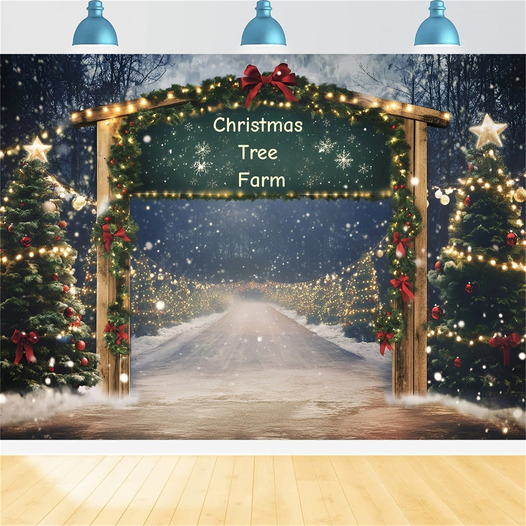 Toile de fond Noël Entrée Festive avec Arche et Guirlande GQ58-49