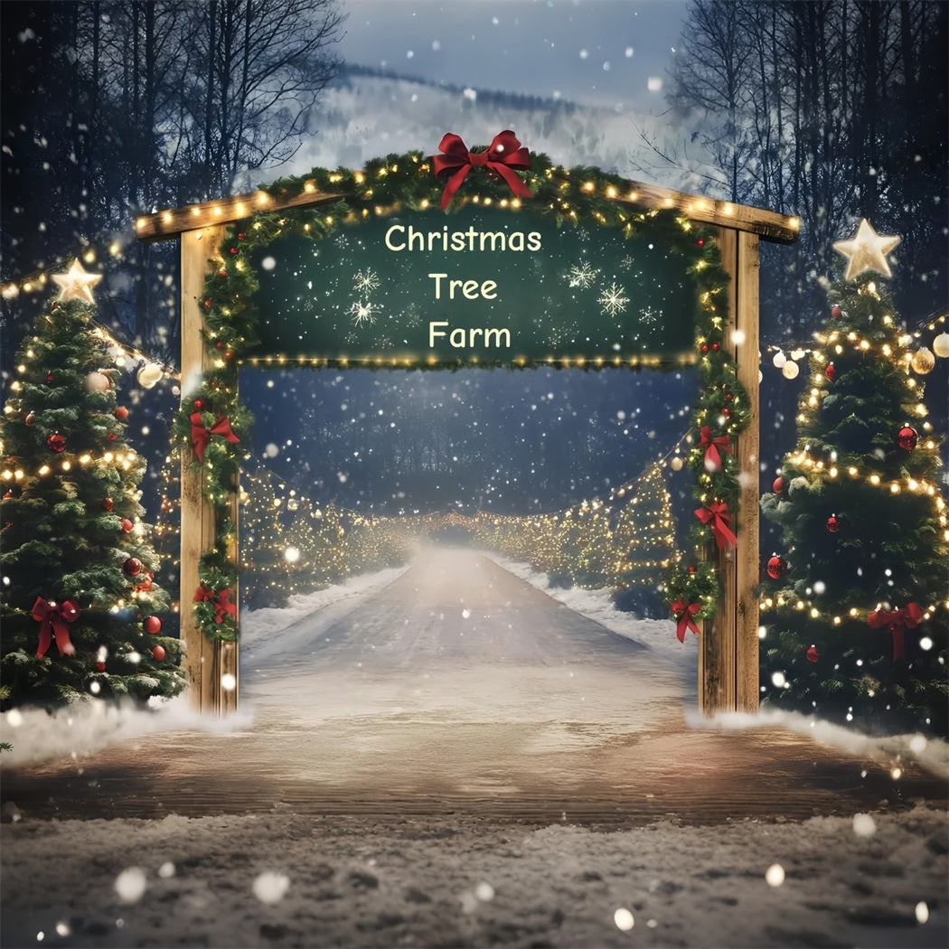 Toile de fond Noël Entrée Festive avec Arche et Guirlande GQ58-49