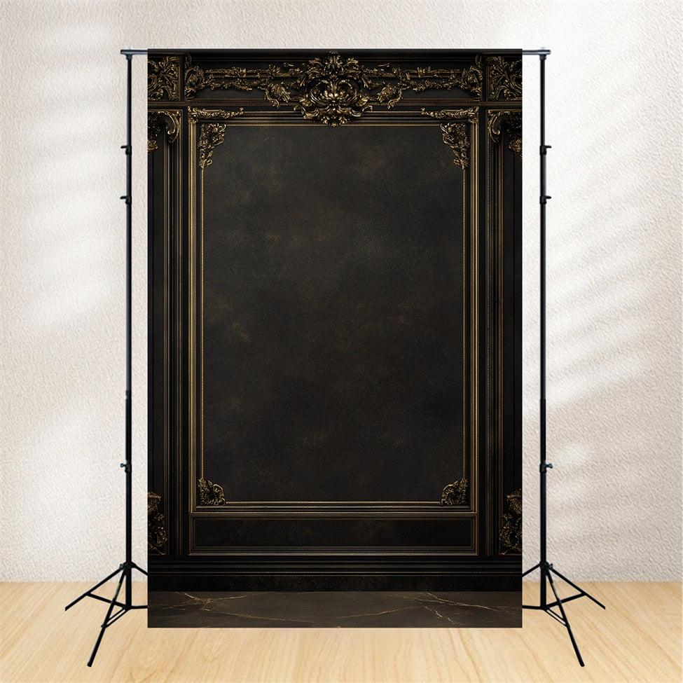 Fond Photo Portrait Cadre Baroque Doré Orné Mur Foncé GQ58-70