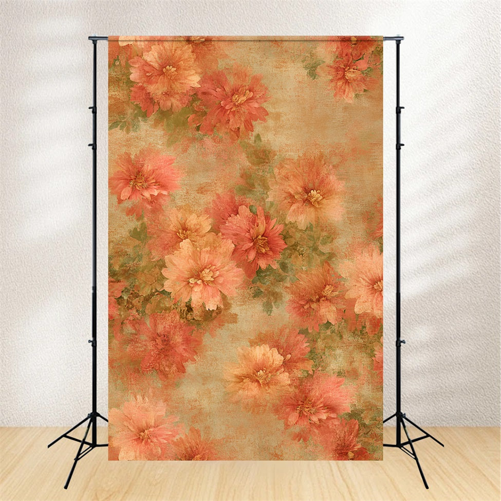 Toile de fond Photo Portrait Motif Floral Automne Aquarelle Vintage GQ58-76
