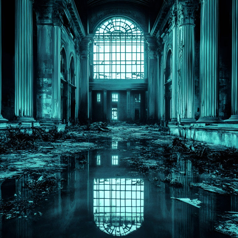 Fond Pour Photo Portrait Grande Salle Abandonnée Réflexion Eau GQ58-86