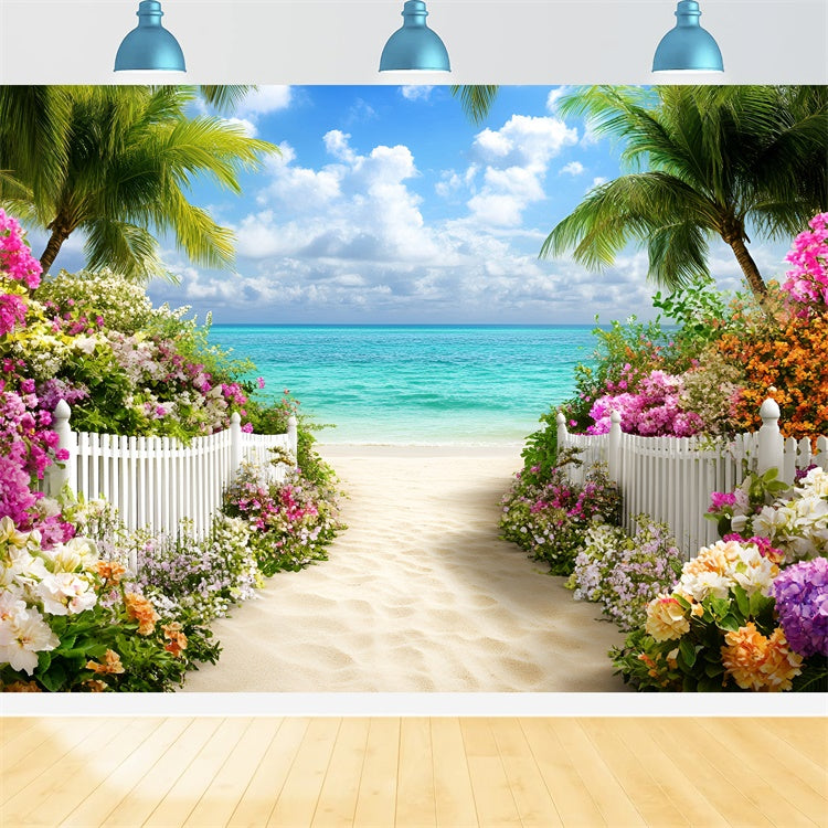 Toile de fond Photo Plage Entrée Fleurs Été GQ6-12