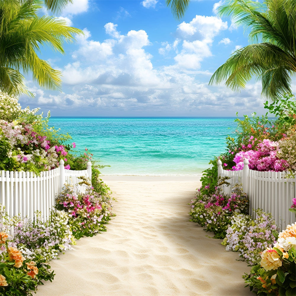 Toile de fond Photo Plage Entrée Fleurs Été GQ6-12