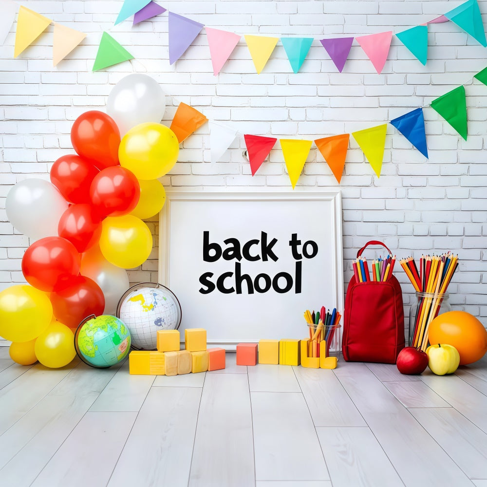 Toile de fond Retour à l’École Fête Crayon Ballon GQ6-124