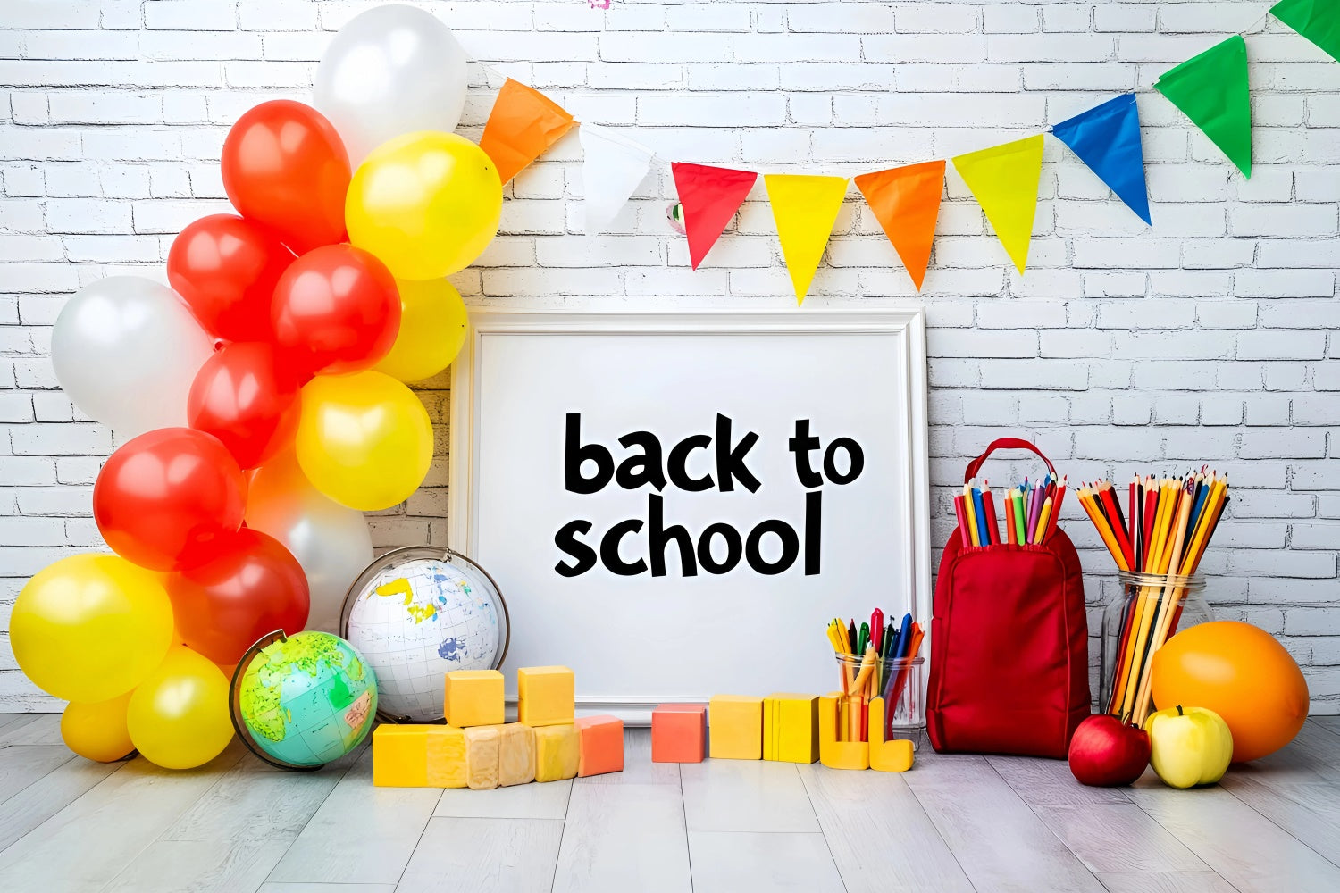 Toile de fond Retour à l’École Fête Crayon Ballon GQ6-124