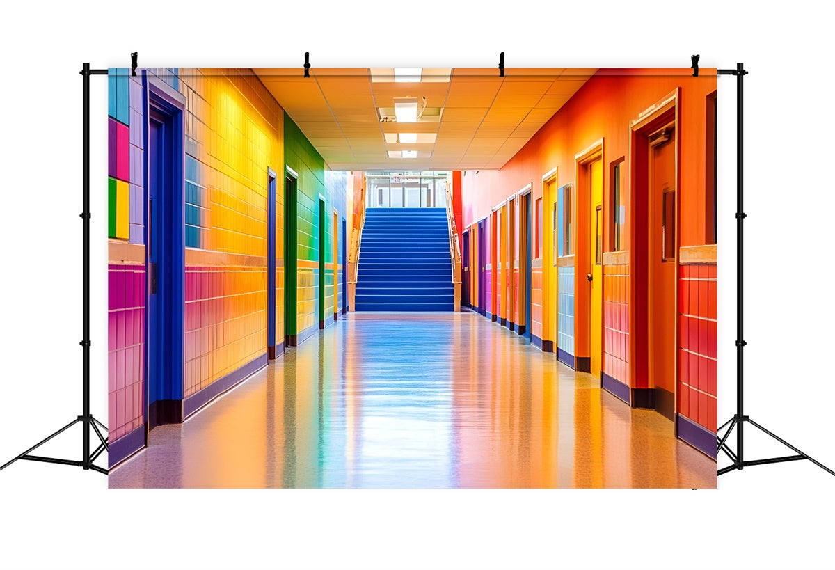 Toile de fond Salle de Classe Couloir Arc-en-ciel GQ6-147
