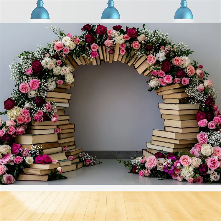 Toile de fond Retour à l’École Arche Fleurie de Livres GQ6-155