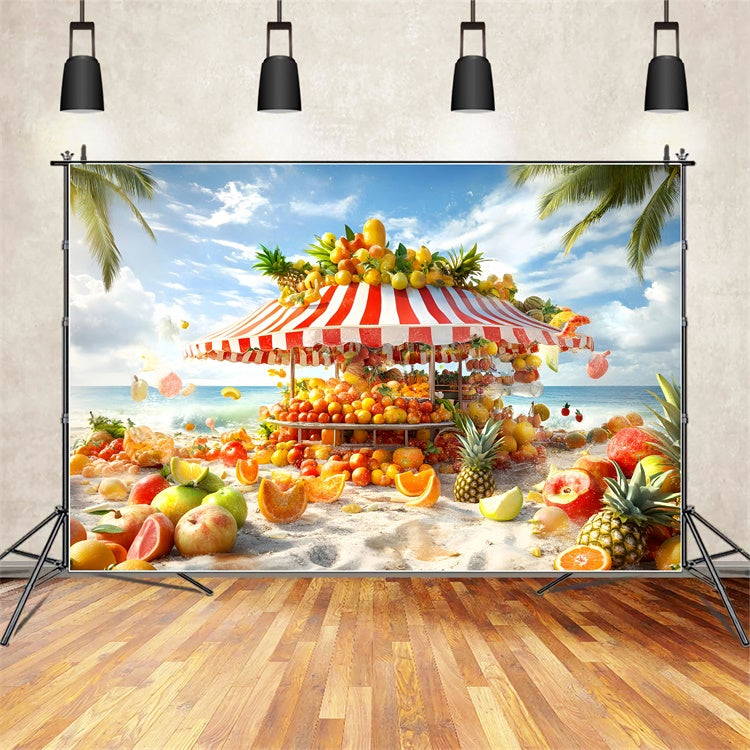 Toile de fond Été Plage Tropicale Stand de Fruits Colorés GQ6-16