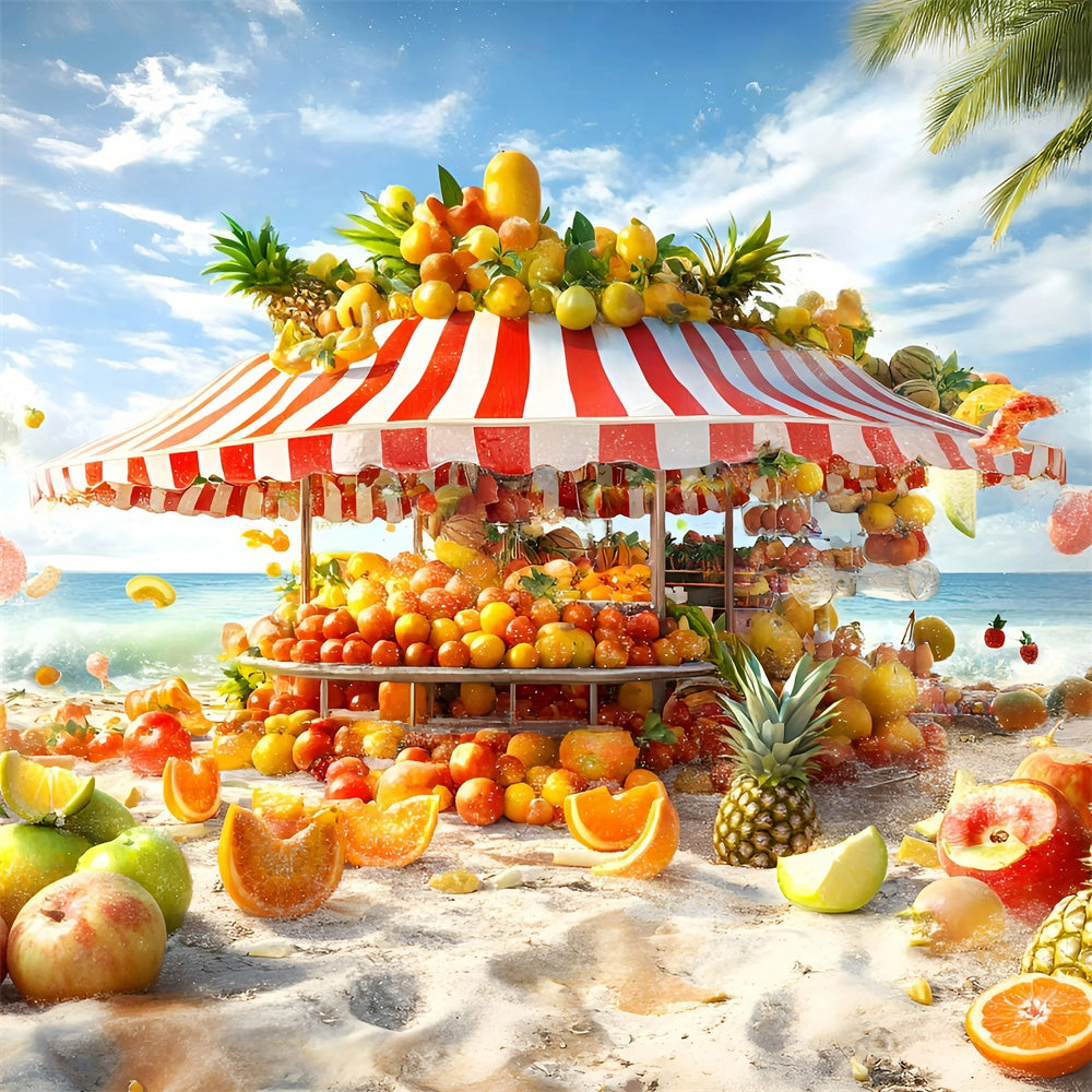 Toile de fond Été Plage Tropicale Stand de Fruits Colorés GQ6-16