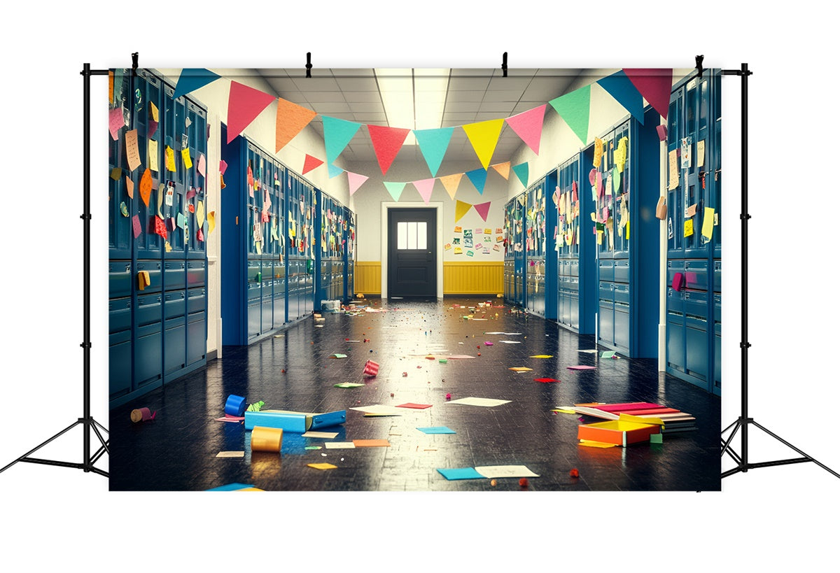 Toile de fond Retour à l’École Mur Casiers Notes de Fête GQ6-174