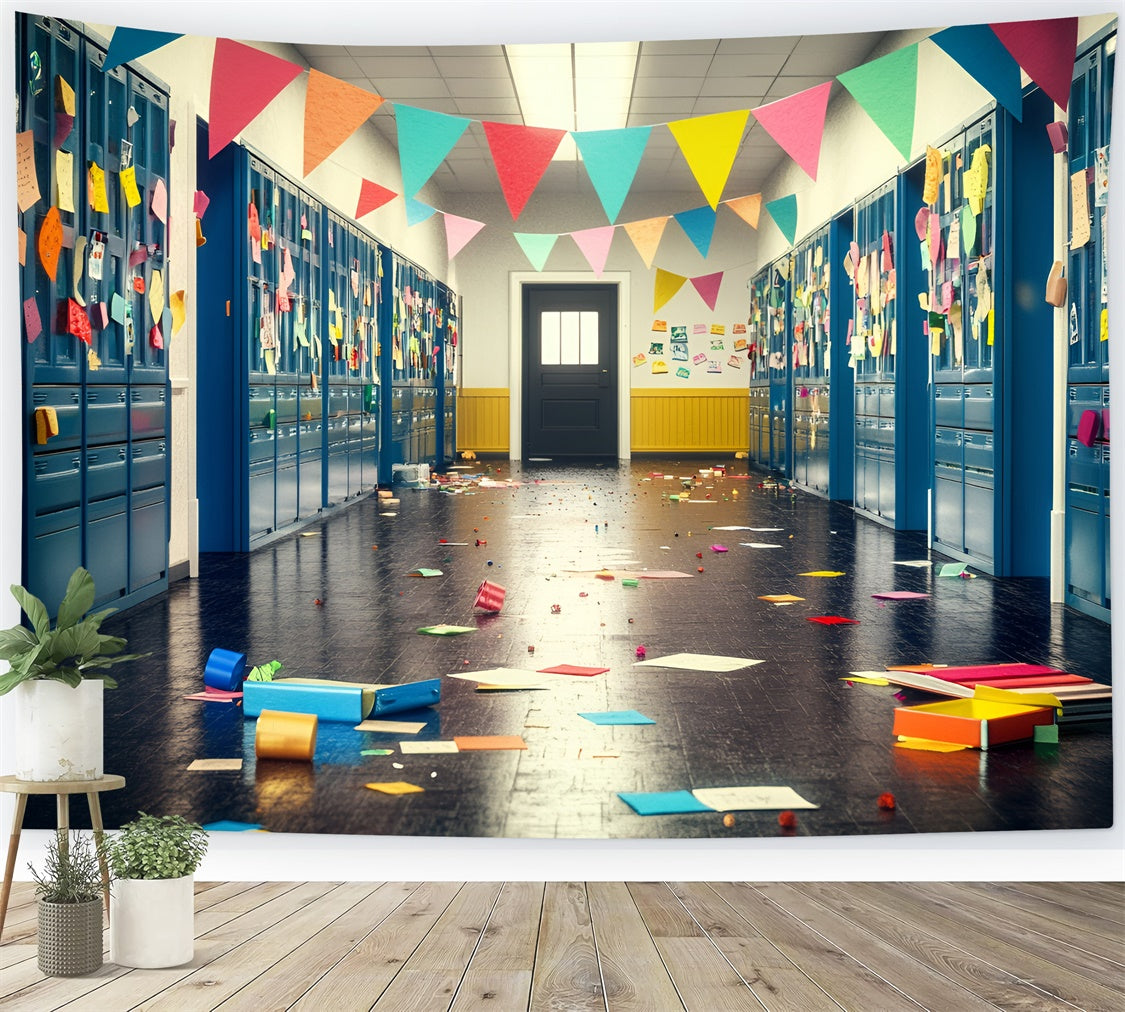 Toile de fond Retour à l’École Mur Casiers Notes de Fête GQ6-174