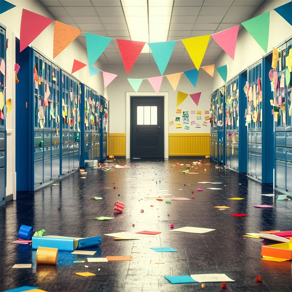 Toile de fond Retour à l’École Mur Casiers Notes de Fête GQ6-174