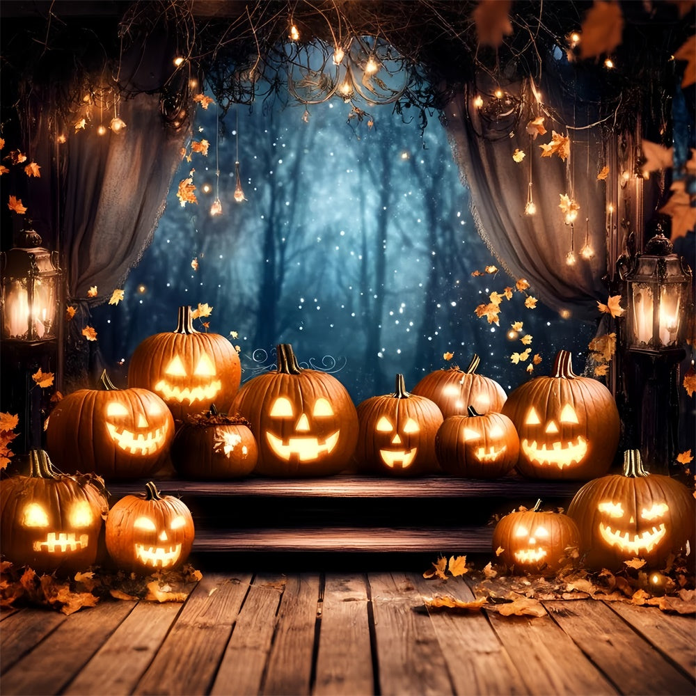 Toile de fond Halloween Rideau Citrouilles Étincelantes GQ6-184