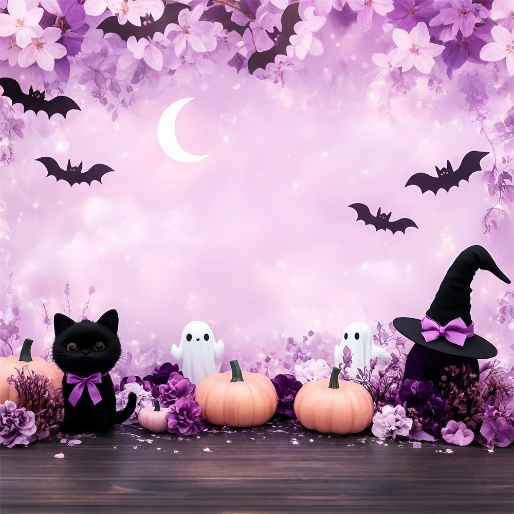 Toile de fond Halloween Vol de Chauve-souris Lune Croissante GQ6-189