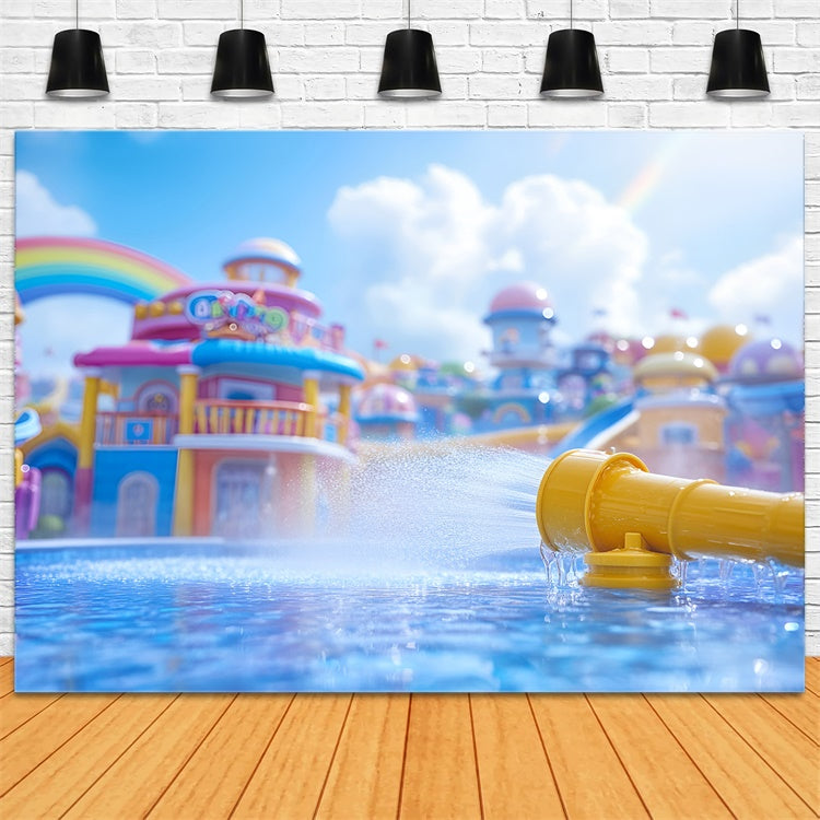 Toile de fond Photo Été Splash Arc-en-Ciel Parc Aquatique GQ6-19