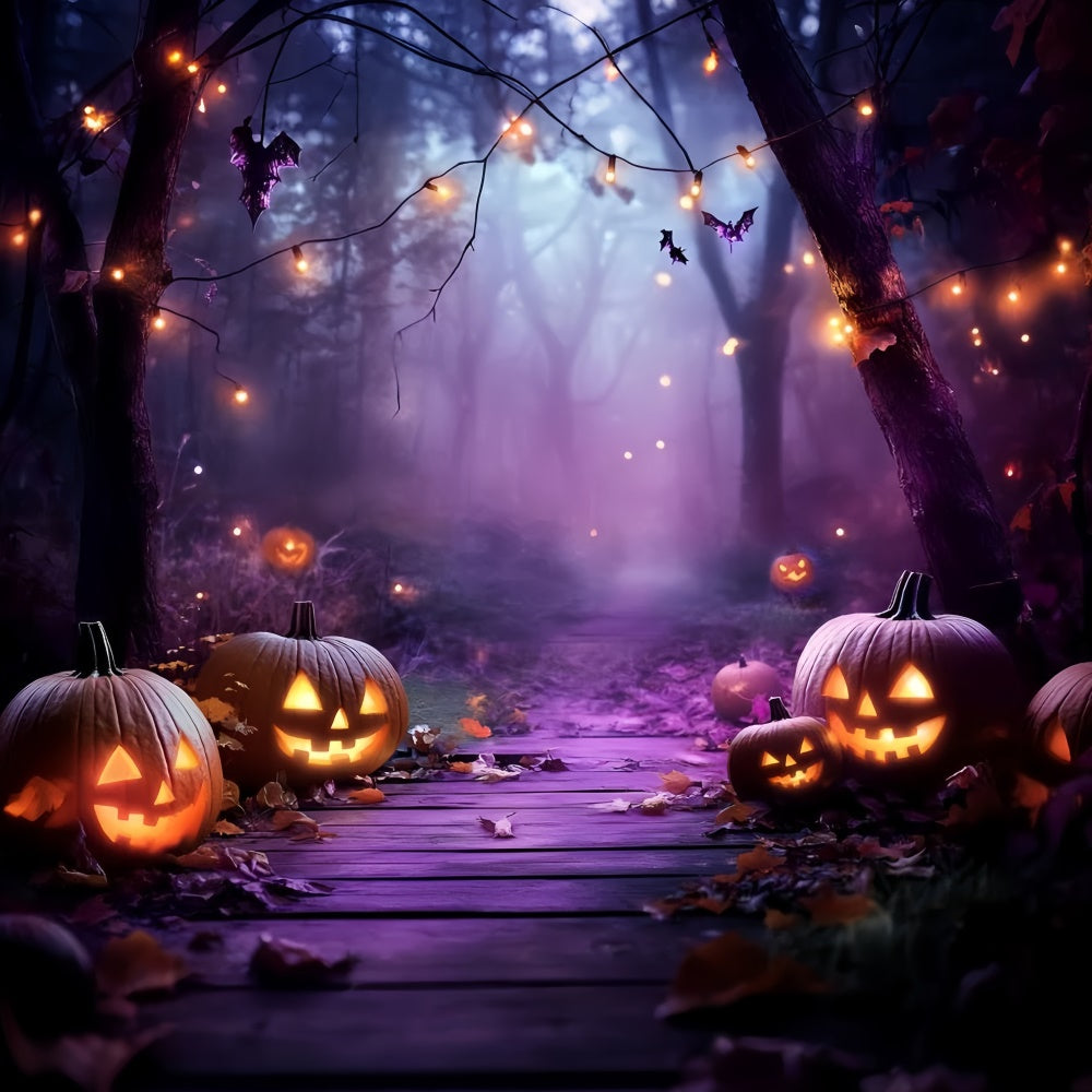 Toile de fond Halloween Forêt Sombre Citrouille Crépusculaire GQ6-201