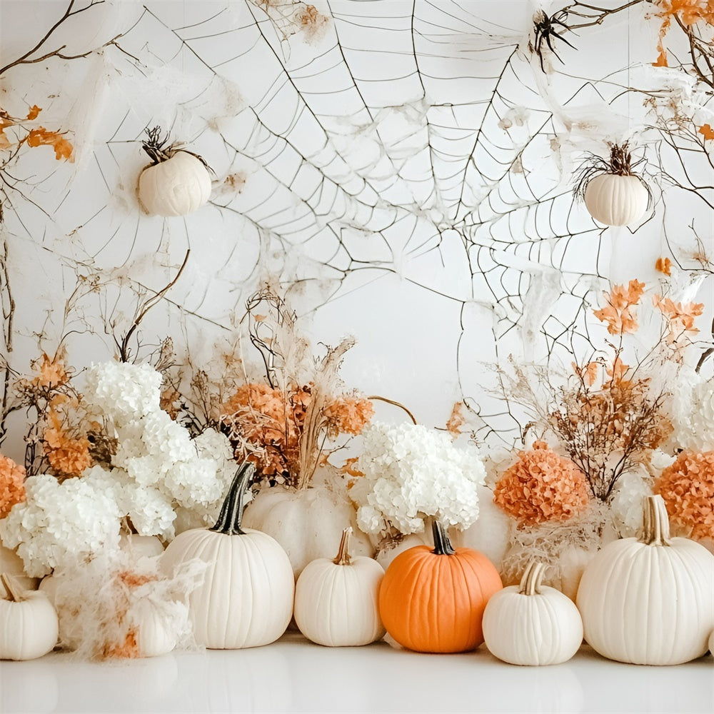 Toile de fond Halloween Citrouille Blanche Élégante Automne GQ6-207