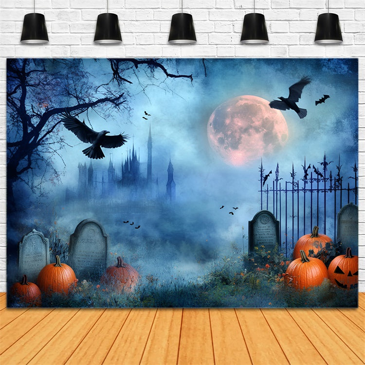 Toile de fond Halloween Cimetière Minuit Sombre GQ6-217