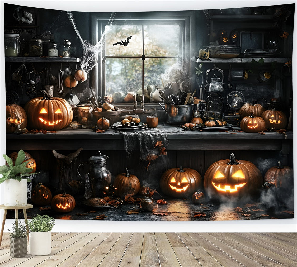 Toile de fond Halloween Cuisine Maléfique Citrouilles GQ6-225