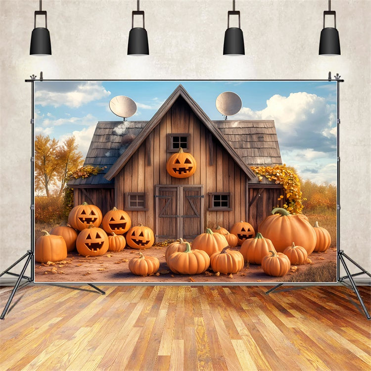 Toile de fond Halloween Ferme Campagne Citrouille GQ6-226