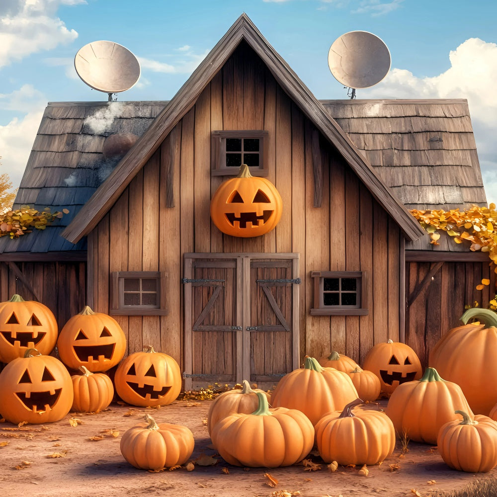 Toile de fond Halloween Ferme Campagne Citrouille GQ6-226