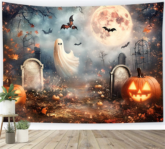 Toile de fond Halloween Pleine Lune Esprits Tombe GQ6-235