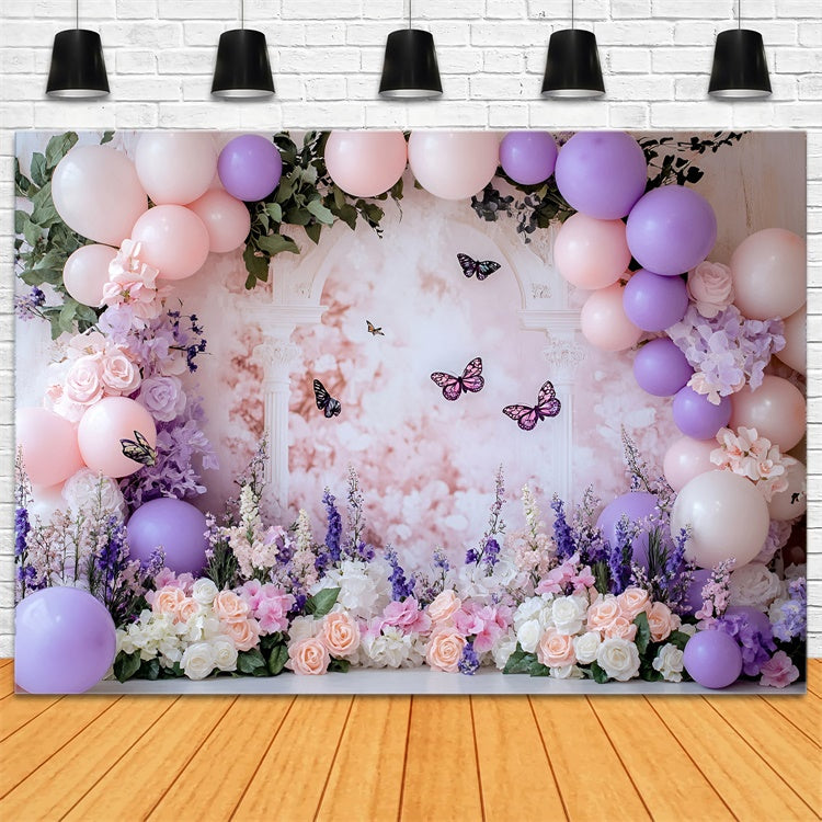 Toile de fond Photo Gâteau Smash Jardin Lavande et Papillons GQ6-310