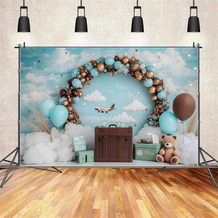 Toile de fond Photo Gâteau Smash Petit Aviateur et Ciel Aventureux GQ6-312