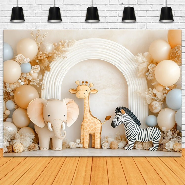 Toile de fond Photo Gâteau Smash Garçon Arche de Jungle Mignonne GQ6-314