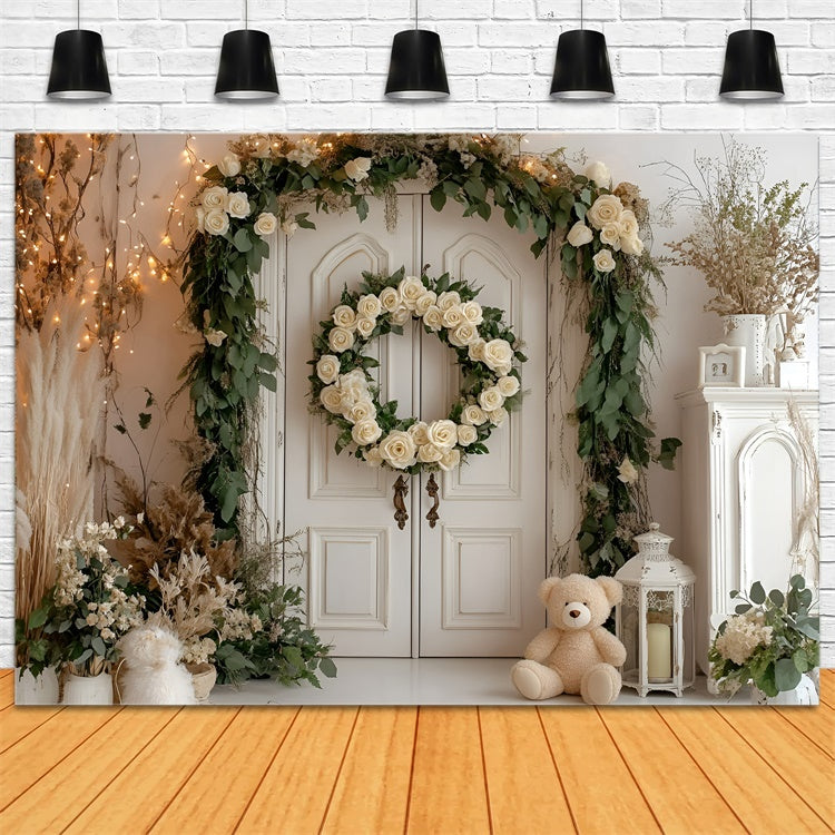 Toile de fond Photo Gâteau Smash Couronne Florale Rustique GQ6-319