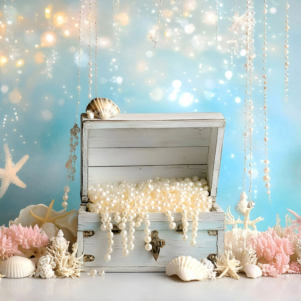 Toile de fond Photo Gâteau Smash Fille Sirène Perle Sous-Marine GQ6-327